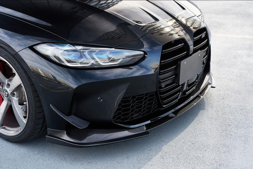 3D Design Type Front Lip in dry carbon fiber for the BMW G80 M3 / G82 M4, fitted