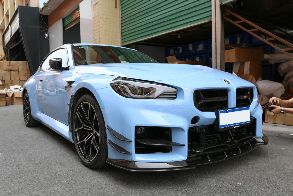 AC Type Front Lip in dry carbon fiber for the BMW G87 M2, fitted