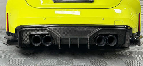 AD-V1 Type Rear Diffuser in dry carbon fiber for the BMW G80 M3 / G82 M4, fitted