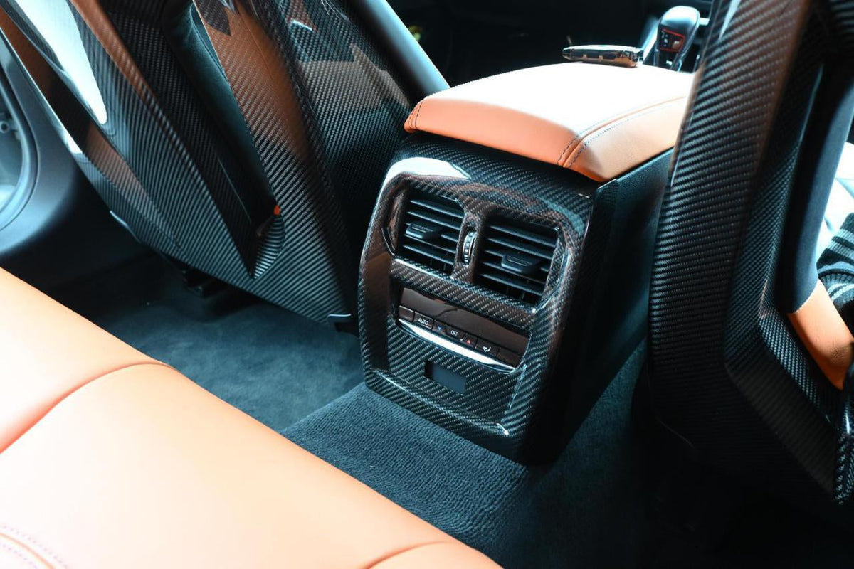 Air Conditioning Vent Cover Trim in dry carbon fiber for the BMW G80 M3 / G82 M4 / G87 M2, fitted
