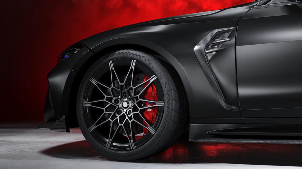 CFA Type Side Badge in dry carbon fiber for the BMW G80 M3 / G82 M4, fitted