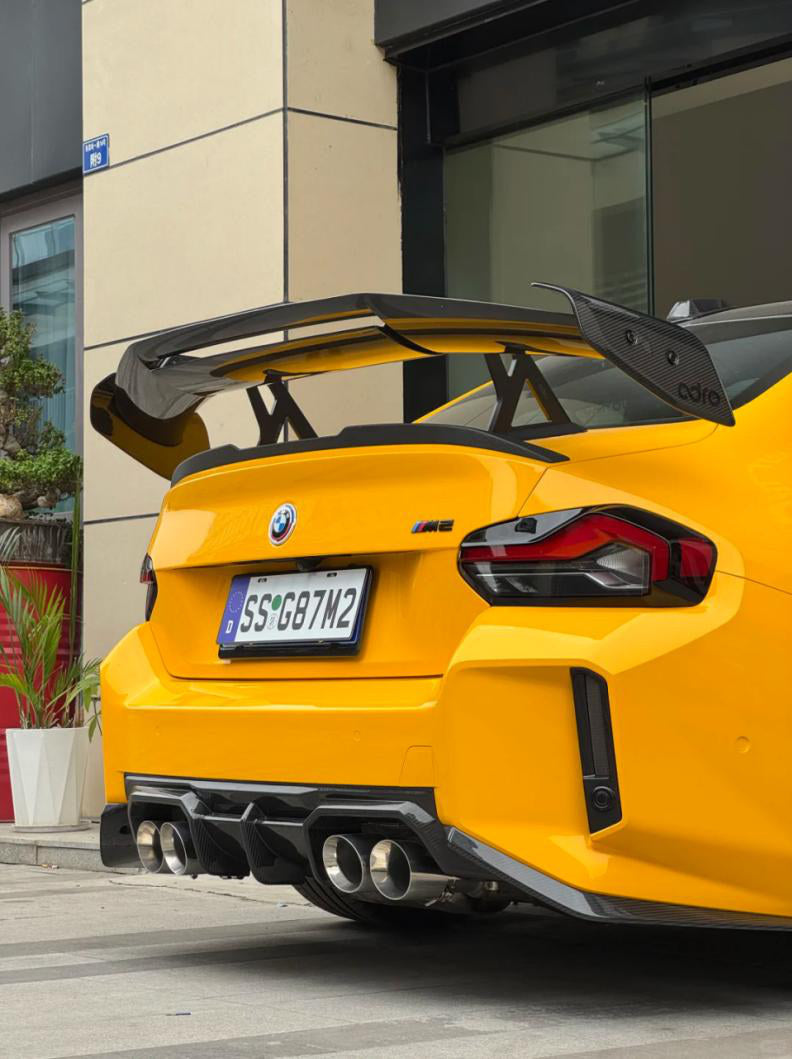 CT Type Rear Diffuser in dry carbon fiber for the BMW G87 M2, fitted