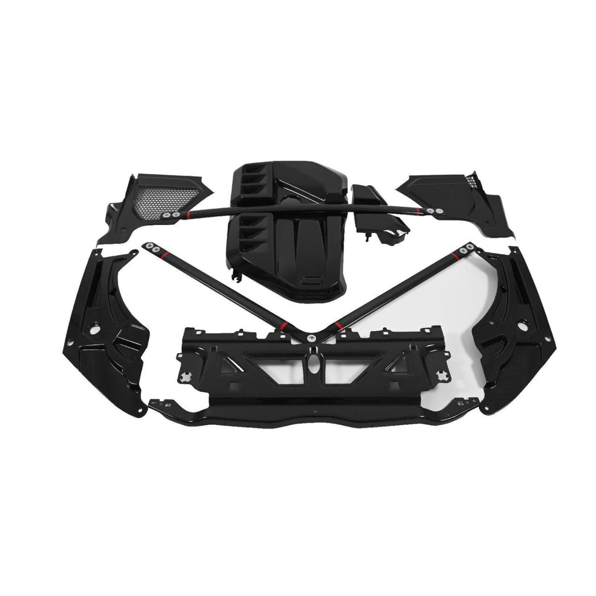 Engine Cover Trim Set in dry carbon fiber for the BMW G87 M2