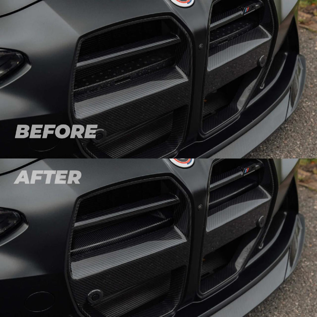 Front Crash Bar Cover in dry carbon fiber for the BMW G80 M3 / G82 M4, fitted