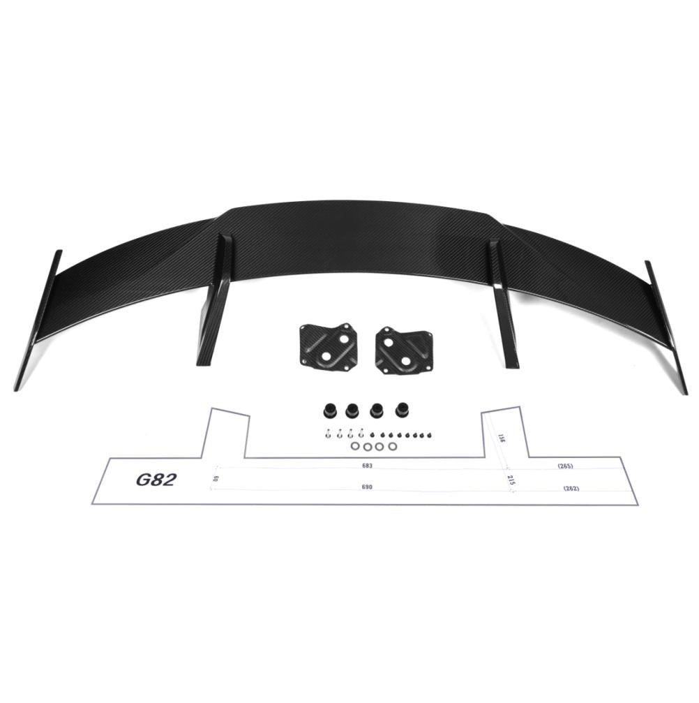 MP Type Rear Spoiler (With Mounting Base) in dry carbon fiber for the BMW G80 M3 / G82 M4 / G87 M2