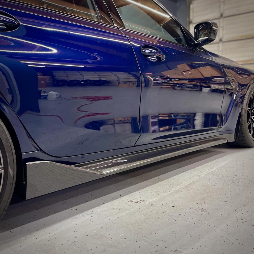 MP Type Side Skirt in dry carbon fiber for the BMW G80 M3 / G82 M4, fitted