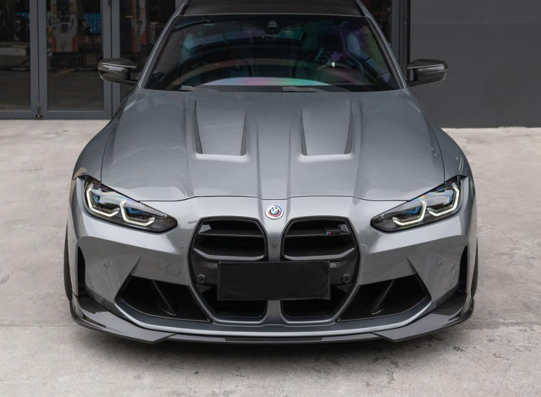 N Type Upgraded Front Lip in dry carbon fiber for the BMW G80 M3 / G82 M4, fitted