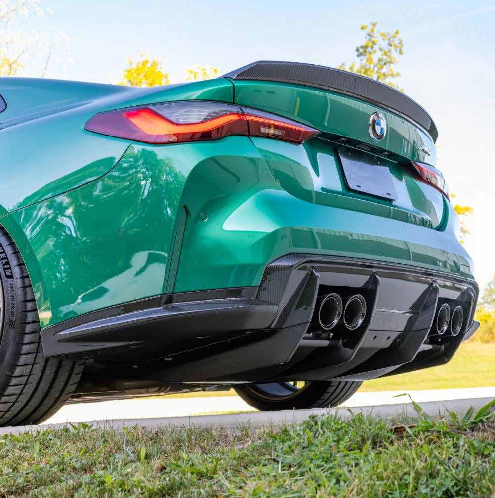 RSC Type Rear Diffuser in dry carbon fiber for the BMW G80 M3 / G82 M4, fitted