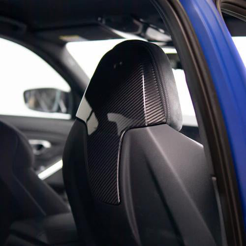 Seat Back Cover in dry carbon fiber for the BMW G87 M2, fitted