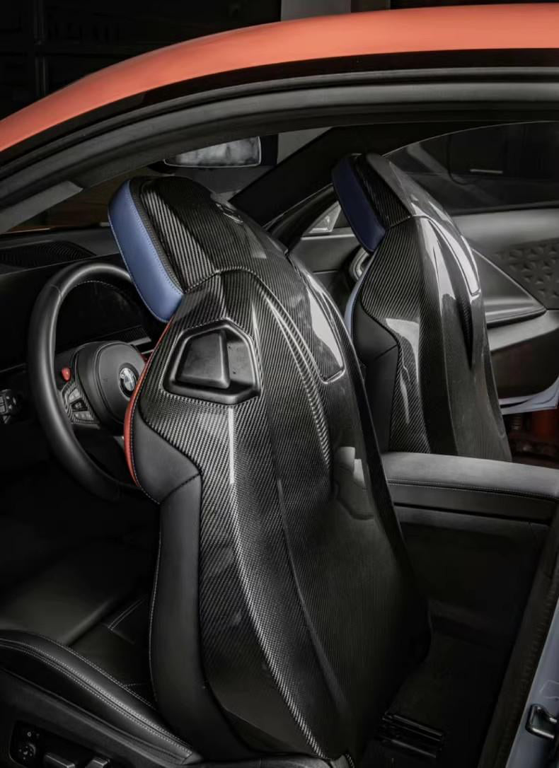 Seat Cover (Set) in dry carbon fiber for the BMW G80 M3 / G82 M4, fitted