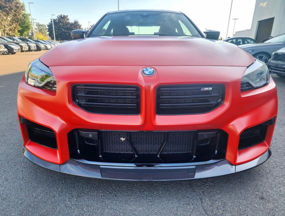 TRE Type Front Lip in dry carbon fiber for the BMW G87 M2, fitted