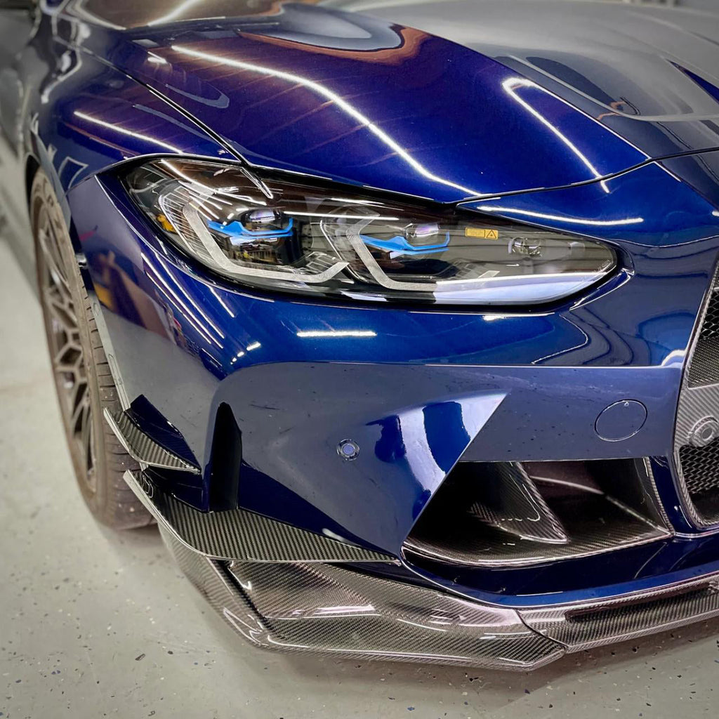 VS Type Canards in dry carbon fiber for the BMW G80 M3 / G82 M4, fitted